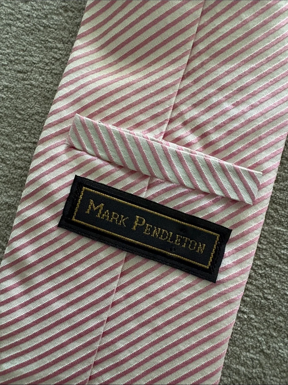 Mark Pendleton Men's Pink & White Striped Silk Necktie Classic 3.5